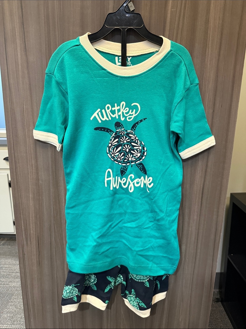 "Turtley Awesome" Teal Short Sleeve Top and Shorts
